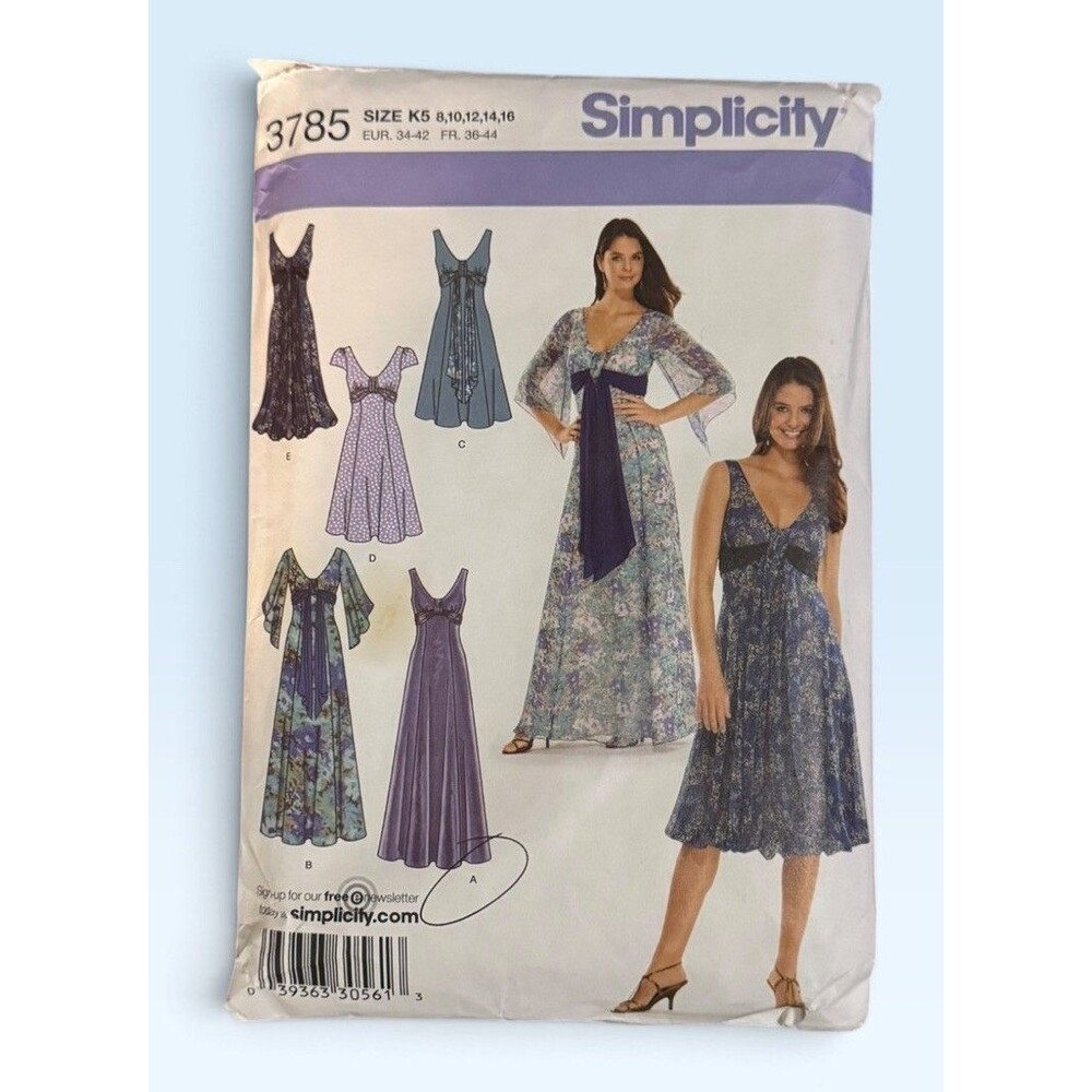 Simplicity 3785 Misses Dress Sewing Pattern Size K5 8 10 12 14 16 Uncut